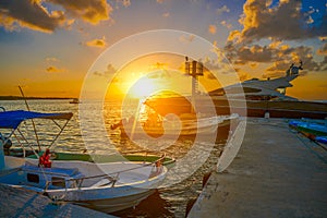 Holbox island port sunset in Quintana Roo