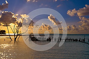 Holbox island sunset beach in Mexico