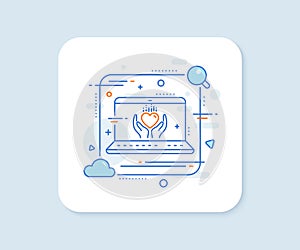 Hold heart line icon. Care love emotion sign. Vector