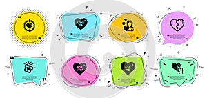 Hold heart, Love and Love you icons set. Broken heart, Ask me and Valentine target signs. For ever symbol. Vector