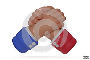 Hold one\'s hands cartoon icon design. Arm wrestling competition.