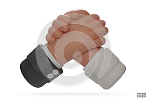 Hold one\'s hands cartoon icon design. Arm wrestling competition. Black and white with Business handshake, shaking hands,