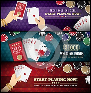 Holdem poker banner set photo