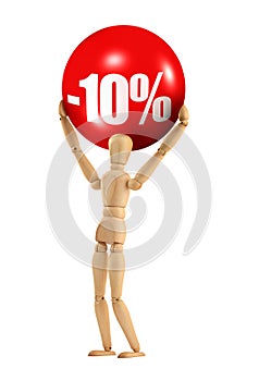 Holding a 10% discount sign