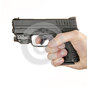 Holding a .45 ACP handgun