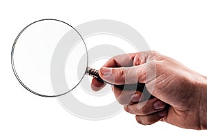 Holding a big magnifying glass