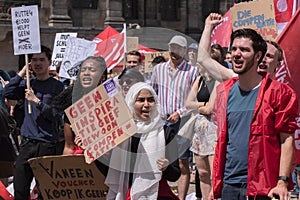 Holding A Billboard At The Student Demonstration At Amsterdam The Netherlands 11-6-2022