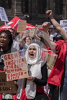 Holding A Billboard At The Student Demonstration At Amsterdam The Netherlands 11-6-2022