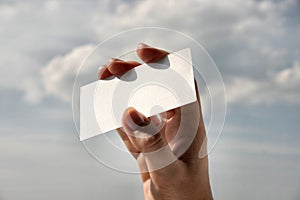 Holding blank business card #8