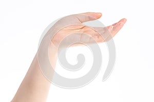 Holding Buddhist gesture on the white background