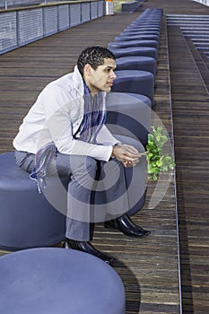 Young Man Waiting for You outside in New York City