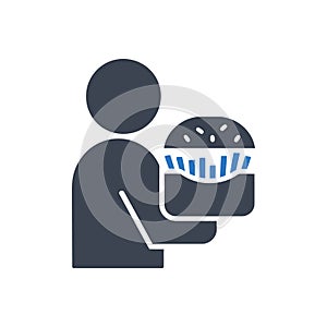 Holding Burger with Fries Icon