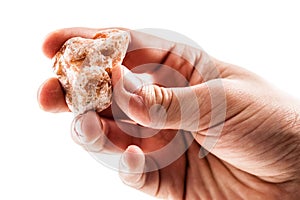 Holding a calcite piece