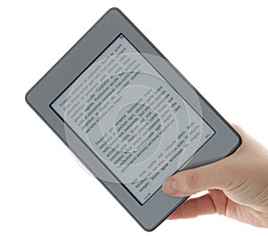 Holding E-book reader in hands