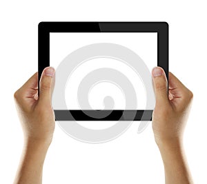 Holding Electronic Tablet PC In Hands