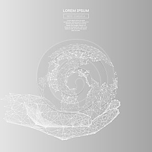 Holding global in hands gray