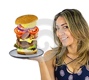 Holding a hamburger