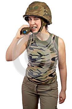 Holding a hand grenade