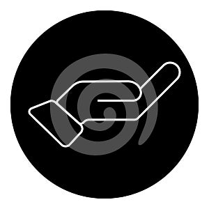 Holding Hand Icon Inside Circle with Black Backdrop