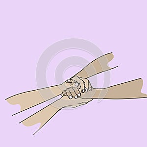 Holding hands Express love illustration solidarity appease with hand drawn style