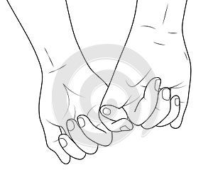 Holding hands outline.