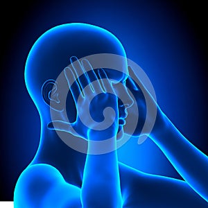Holding Head Pain Woman - 3D illustration