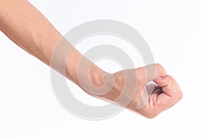 Holding and holding in front of a white background