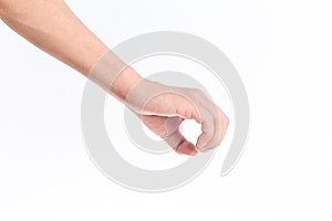 Holding and holding in front of a white background