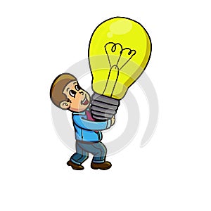 Holding a light bulb