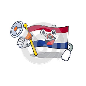 With holding megaphone cartoon flag paraguay in with mascot