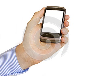 Holding Mobile Smart Phone In Hand