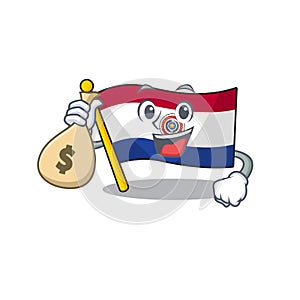 Holding money bag cartoon flag paraguay in with mascot