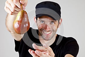 Holding a pear 2