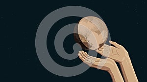 Two hands holding Pluto