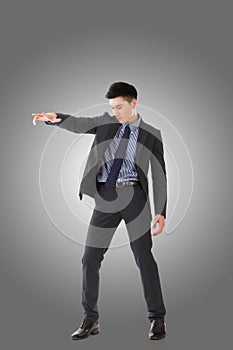 Holding pose of Asian business man