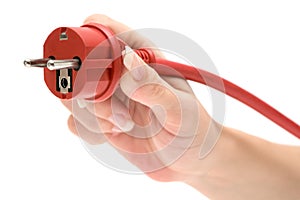 Holding a Red Plug