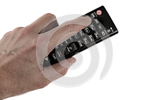Holding a remotecontrol i the left hand