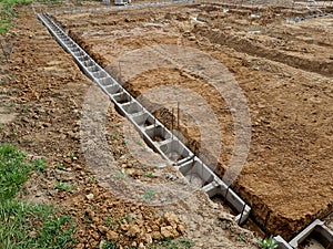 holding a road notch of a bridge forecourt tunnel. retaining wall with concrete photo