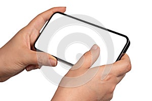 Holding smartphone in horizontal view