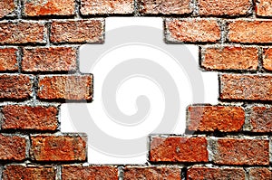 Hole in ancient brick wall