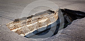 The hole in the asphalt road