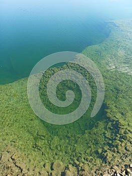 Hole bay on the seabed near the coast