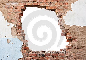 Hole brick wall