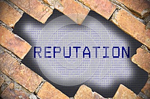 Hole In Brick Wall With reputation Word