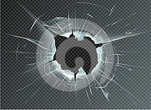 hole broken glass on transparent background