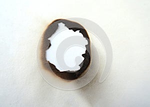 Hole Burned through Paper Caused by Flame