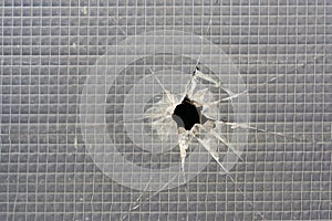 Hole in a destroyed window