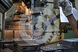 The hole drilling processing by drill tool on NC milling machine