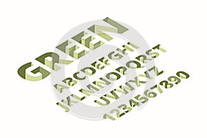 Hole font. Alphabet isometric techno trendy bricks signs 3d letters vector font