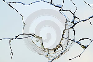 Hole glass broken sky